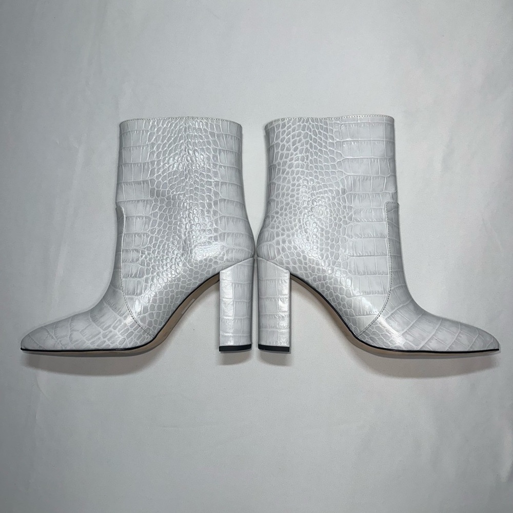 Paris Texas White Grigio Perla 9.5 Crocodile Embossed Leather Boots Celebrity - Picture 3 of 12